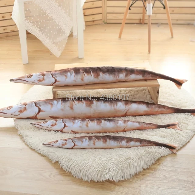 lifelike Sea Animal Fish Pillow Evil Funny Stuffed Saury Plush Baby Toys Cushion Birthday Gifts.