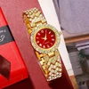 Golden Luxury Watch Women Ring Necklace Earring Rhinestone Fashion Wristwatch Casual Ladies Bracelet Watches Jewelry Set 4