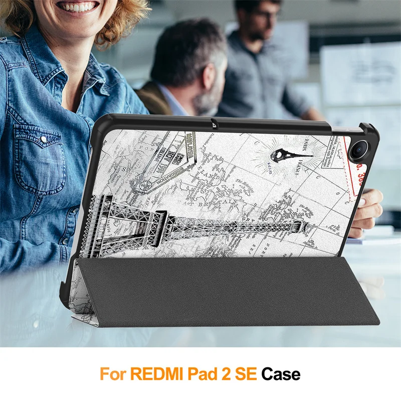 Enhanced Product Title: Stylish Magnetic Tri-Fold Stand Case with Hard PC Back and Artistic Design