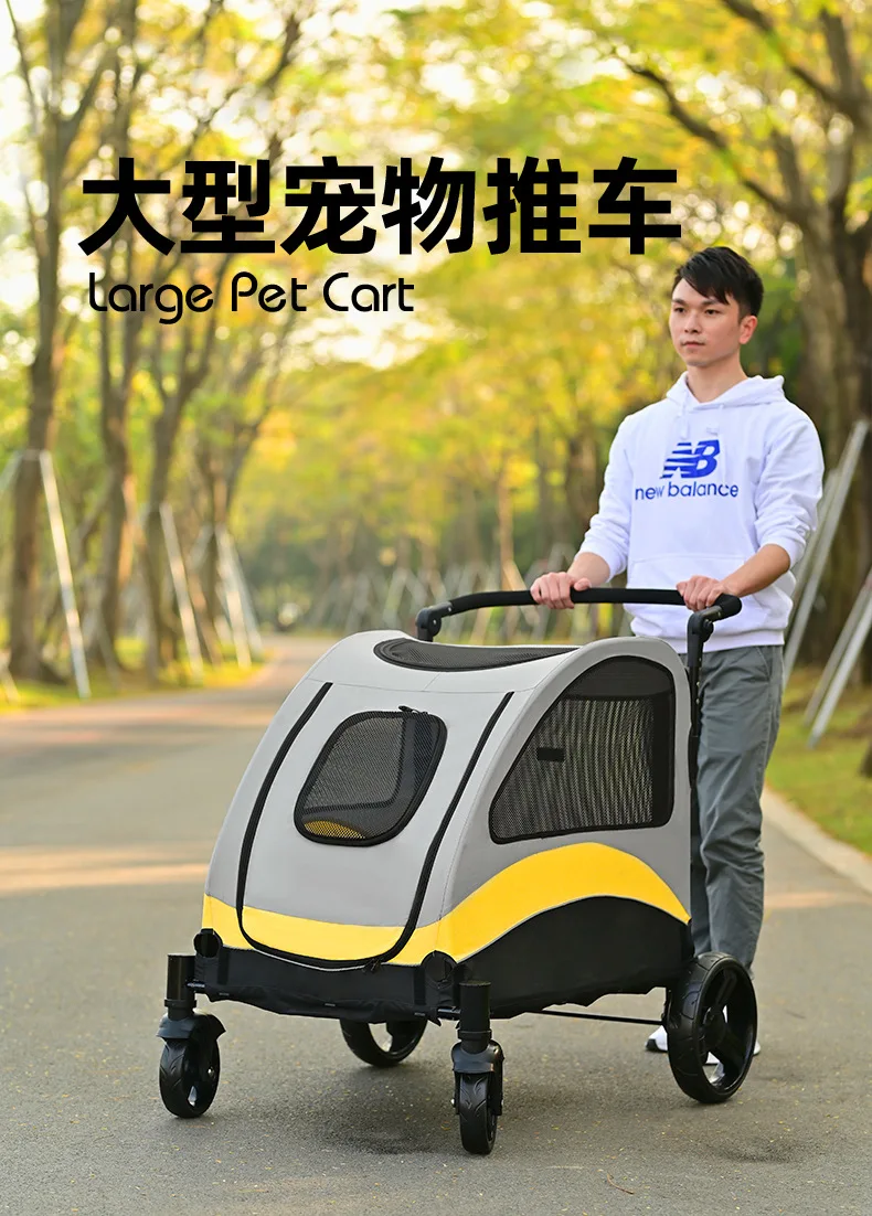 

4 Wheels Trolley Accessible From Both Front and Rear Foldable Pet Cart for Medium and Large Dogs Stroller for Disabled Dog Items