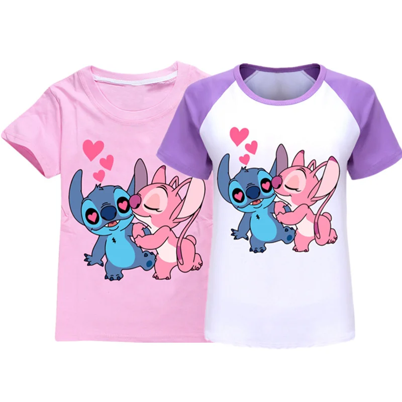 2-16Y Lilo Stitch Vestiti Estivi Ragazzi T-Shirt Moda Lilo E Stitch Harajuku Camicie Ragazze Top Stampa Cartoon T Shirt Per Bambini