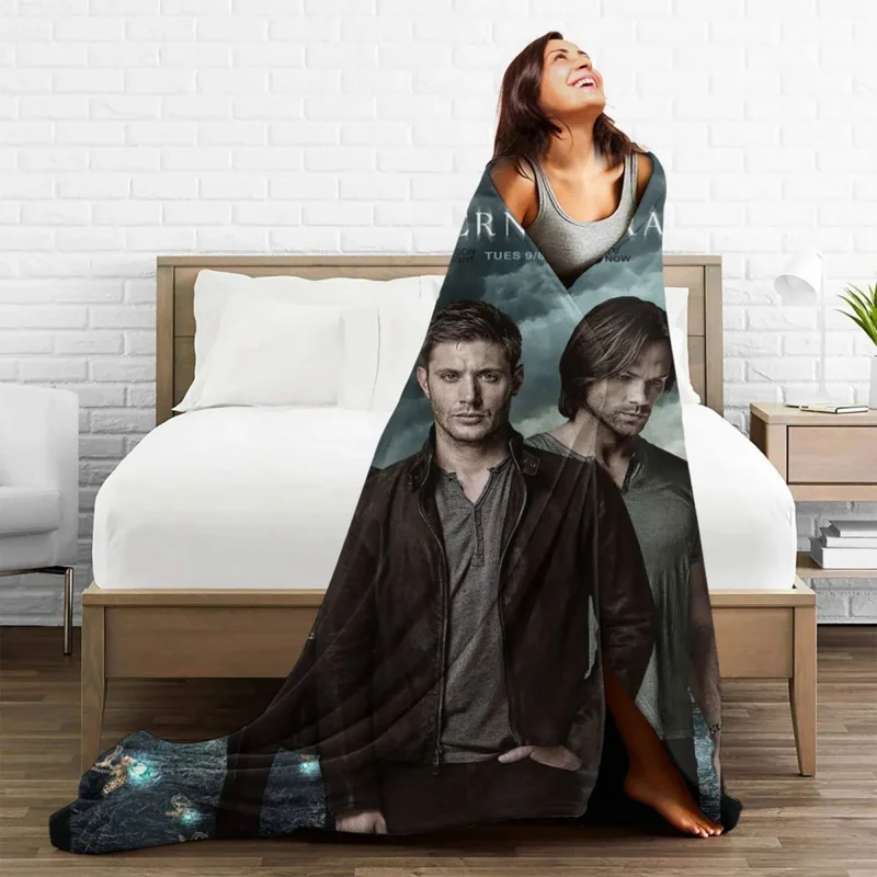 

Супернатуральное Флисовое одеяло с принтом Sam Winchester, многофункциональное ультрамягкое покрывало для дома, спальни, одеяло
