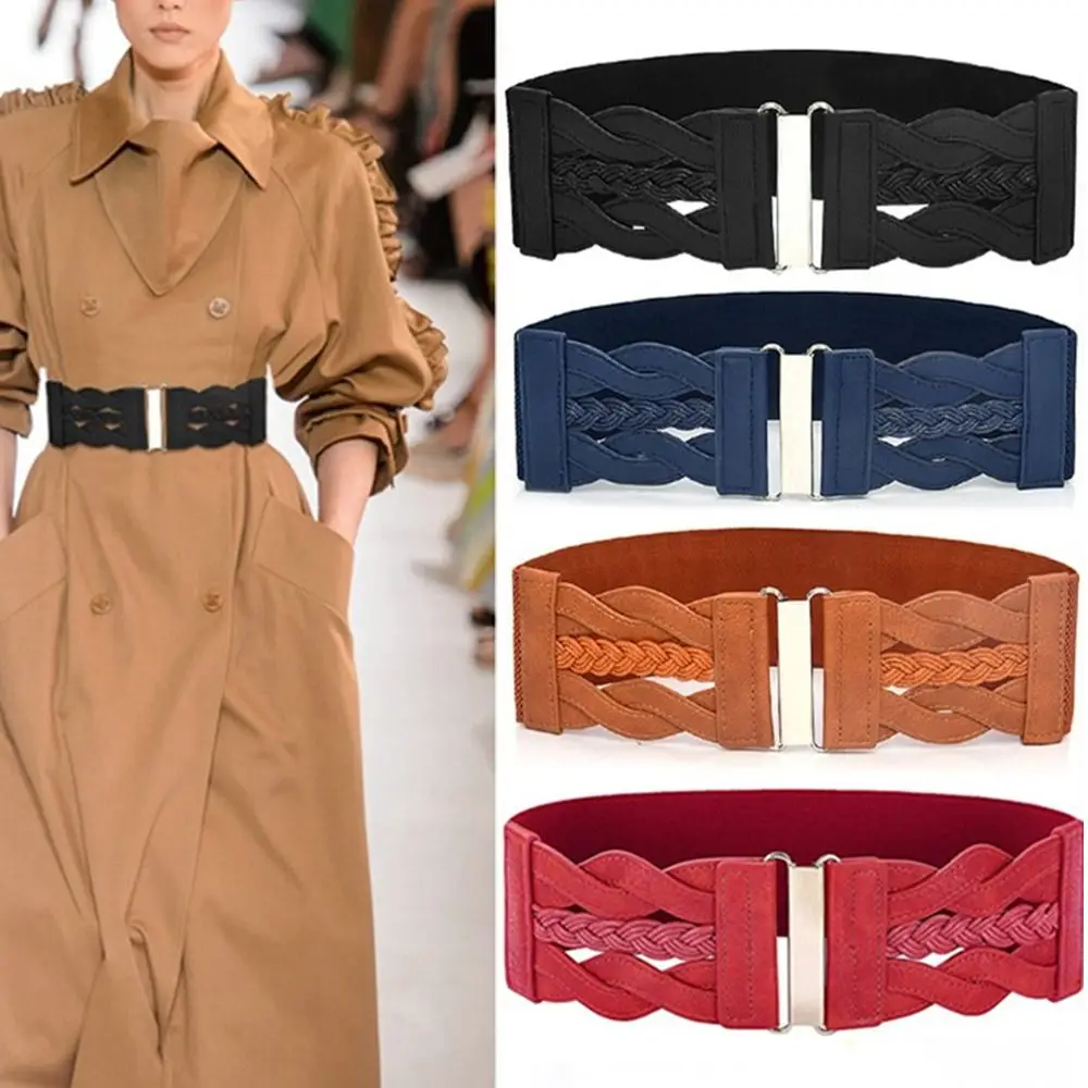 

Ladies Stretch Casual Wide Elastic Belt Metal Buckle Waistband Waist Band Dress Cummerbands