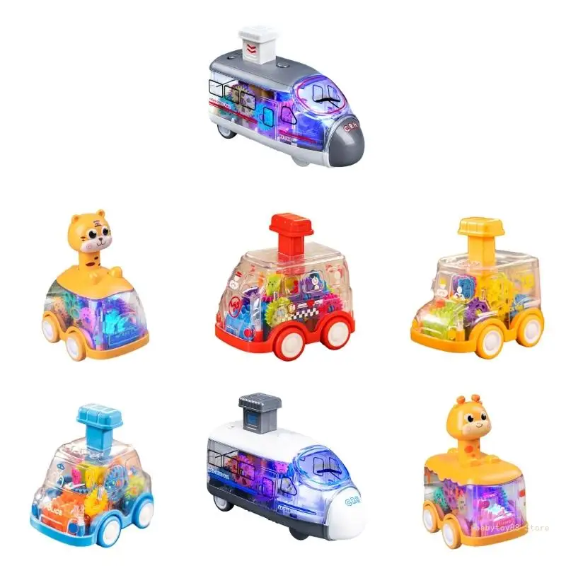 

Y4UD Kids Toy Car Transparent Gear Vehicle Press and Go Inspire Imagination and Operation Skills Foster Cognitive Abilities