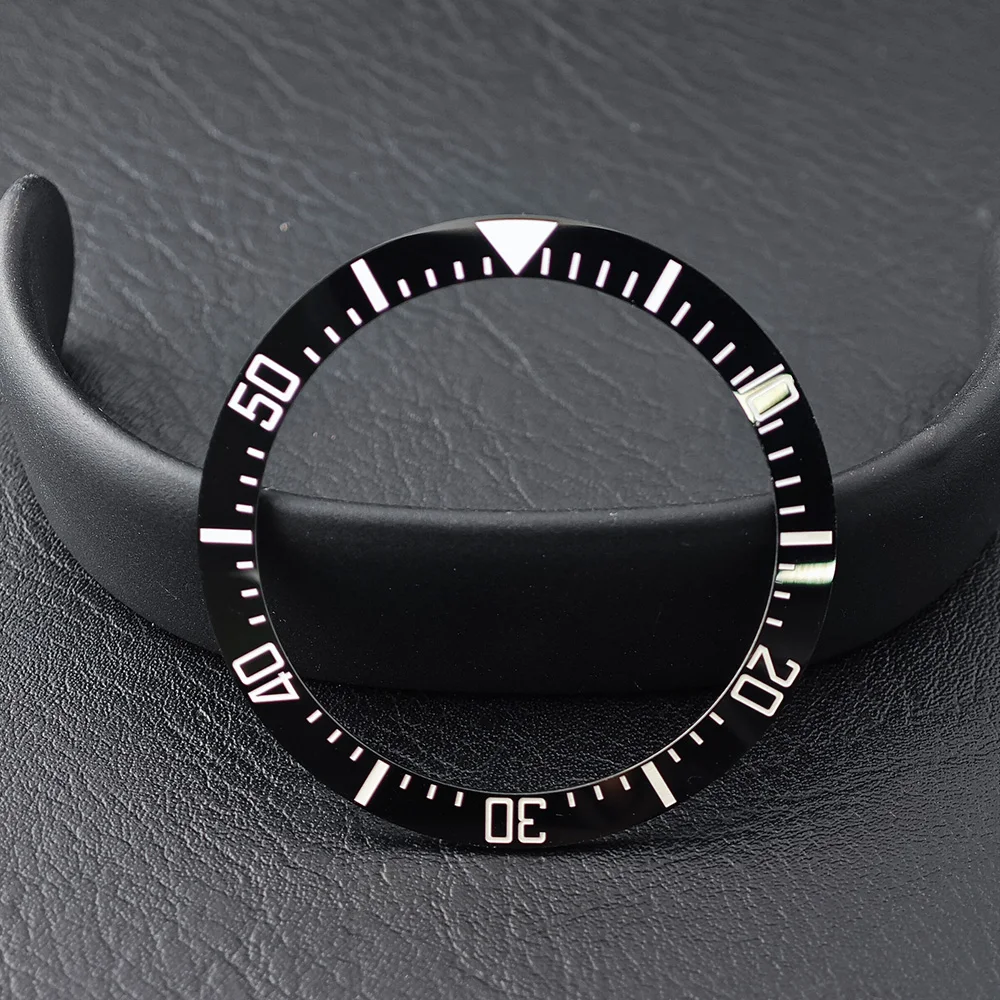 Men's Watch Replacement Bezel Insert with Tilted Ceramic and Carbon Fiber Texture