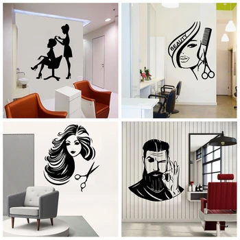 Adesivo da parete per barbiere, arte in vinile, decorazioni per la casa, adesivo da parete impermeabile