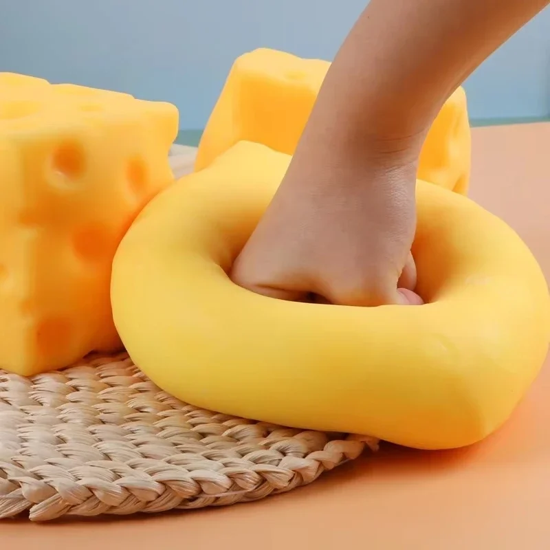 Giant Extra-Large Cheese Squeeze Toy for Stress Relief and Sensory Play