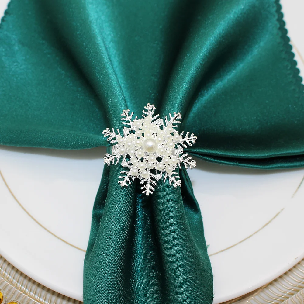 Flueyer Set di 12 anelli portatovaglioli con fiori con foglie verdi artigianali portatovaglioli fibbie decorazioni da tavolo per feste di nozze, banchetti per cene di Natale
