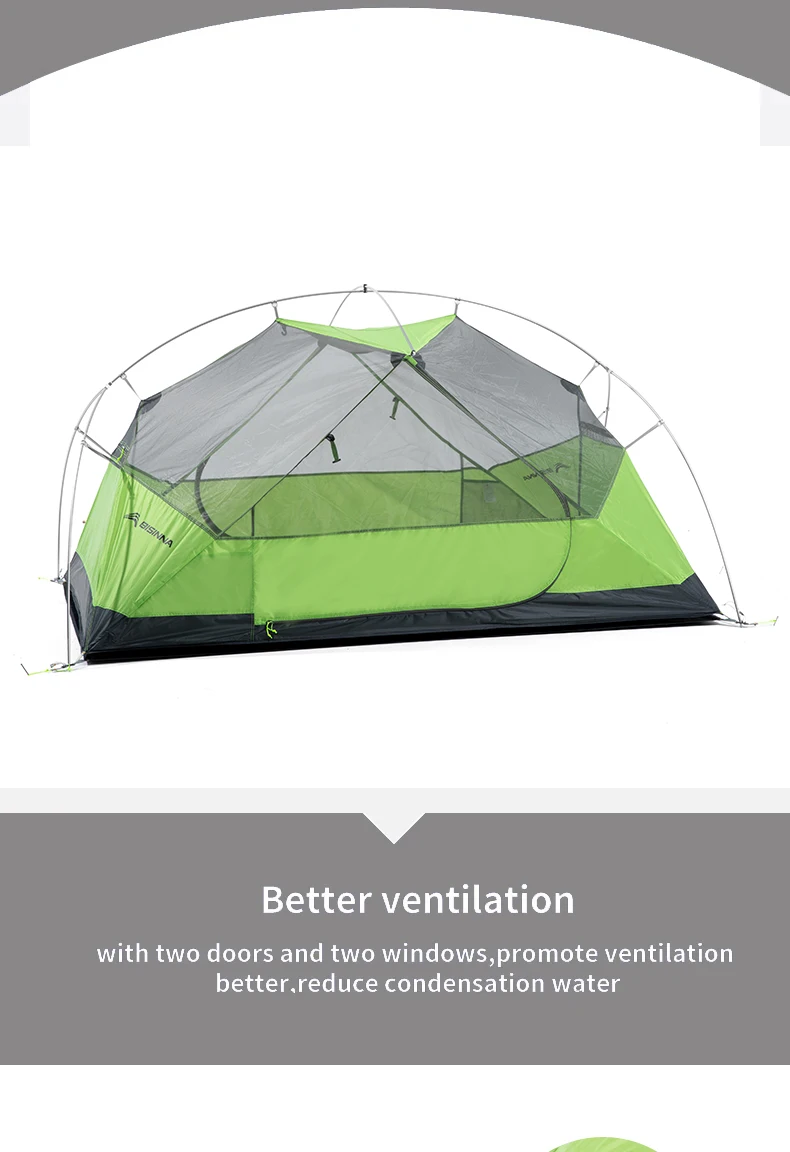 خيمة تخييم خفيفة الوزن مقاومة للماء ، نايلون ، بطبقة مزدوجة ،