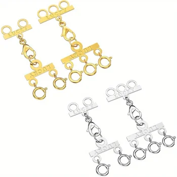 4pcs Necklace Layering Clasps Gold and Silver Multi Strand Clasps,Necklace Connectors for Multiple Necklaces Seperator Clasps