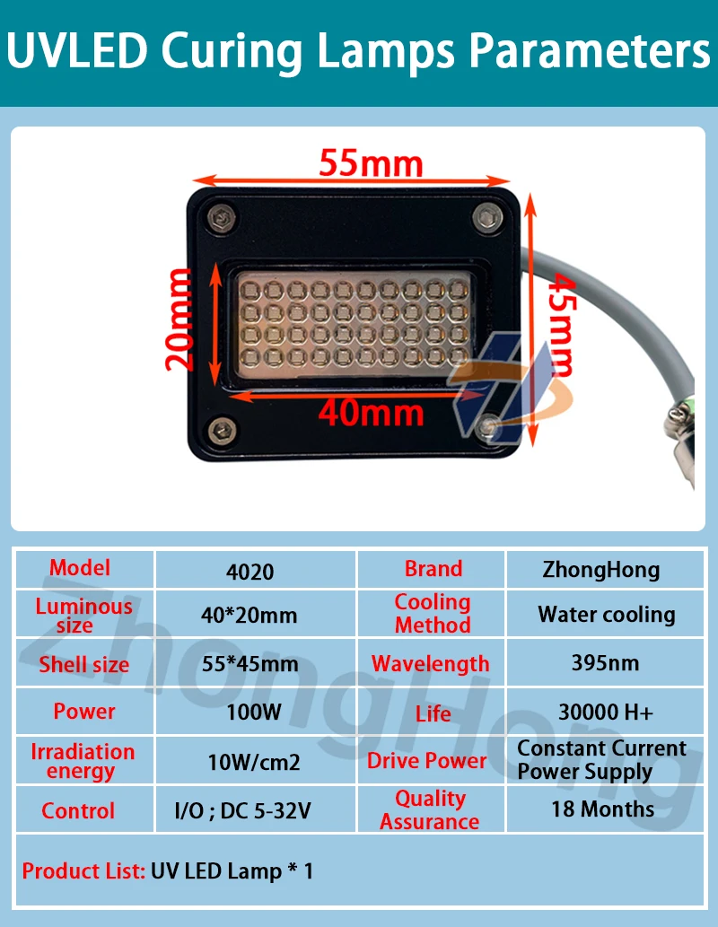 Description Picture 3 of itemUV Flatbed Printer Varnish LED Curing Lamp Epson Tx800 Single Nozzle Suitable For Drying Curing UVLED Light 5020 Ricoh GH2220