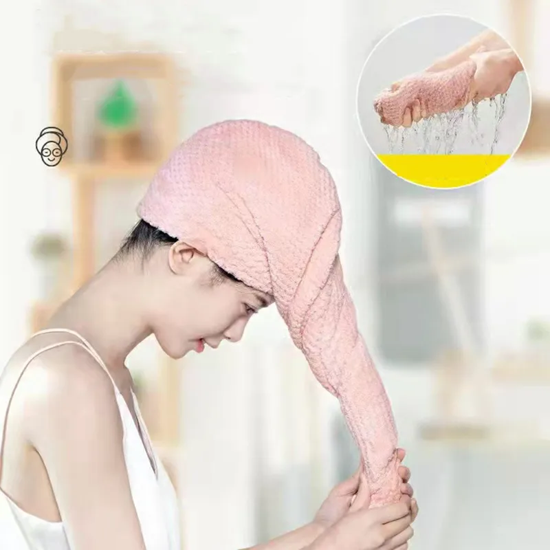 

Hair Drying Cap Microfiber Quick Drying Bath Towel Shower Hat Wrapped Soft Absorb Water Bath Bathroom Hair Cap Head Wrap Turban
