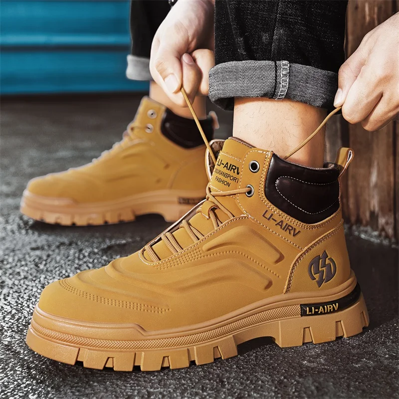 Men's Casual Shoes Thick Bottom Lace-up Workwear Shoes Men for Work Outdoor Men's Shoe High Quality Autumn Winter Hiking Boots
