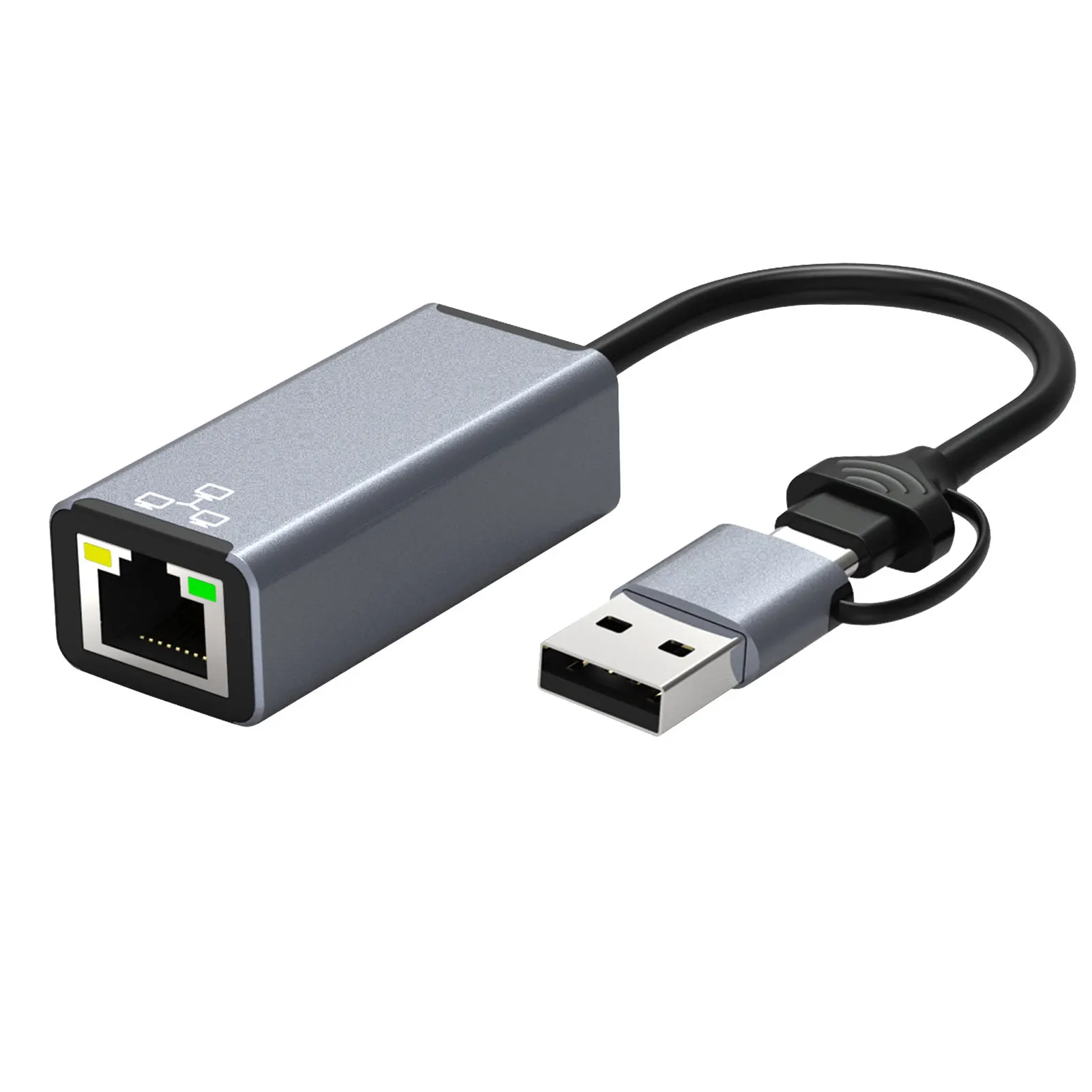 

Stable Aluminum Alloy Notebook Plug Play Ethernet Adapter Lan Network LightweightDrive Converter Home Type-C/USB To RJ45