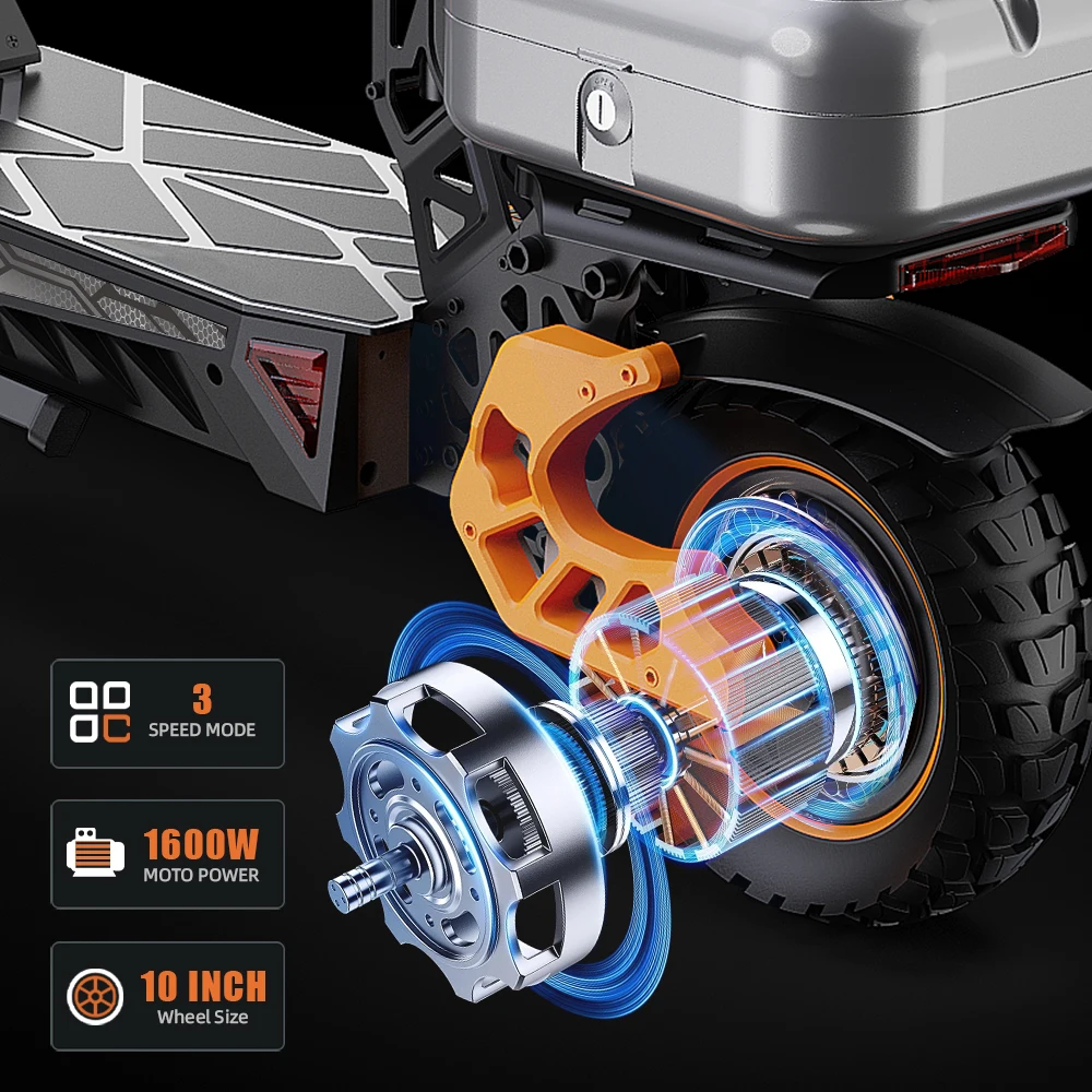 Adult Off-Road Electric Scooter 1500w Motor 52v15.6ah 10-inch Tires with Seats and Boxes Ritu M4 Master China Warehouse