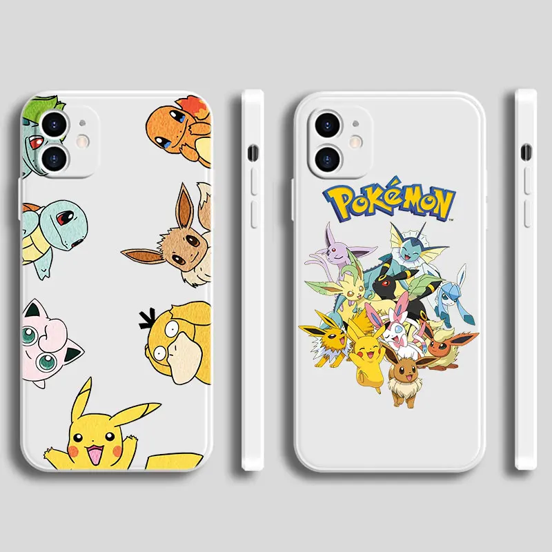 Nuova Custodia Per Telefono In Silicone Liquido Quadrato Pokemon Carino Per Funda Iphone 14 13 12 Mini 11 Pro Xr X Xs Max 6S 7 8 Plus Se 2020 2022