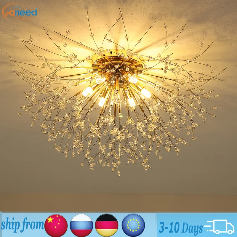 

Ganeed Firework Modern LED Crystal Ceiling Light Fixtures 6 G9 Chrome 4000K Ceiling Lamp for the Bedroom Livingroom
