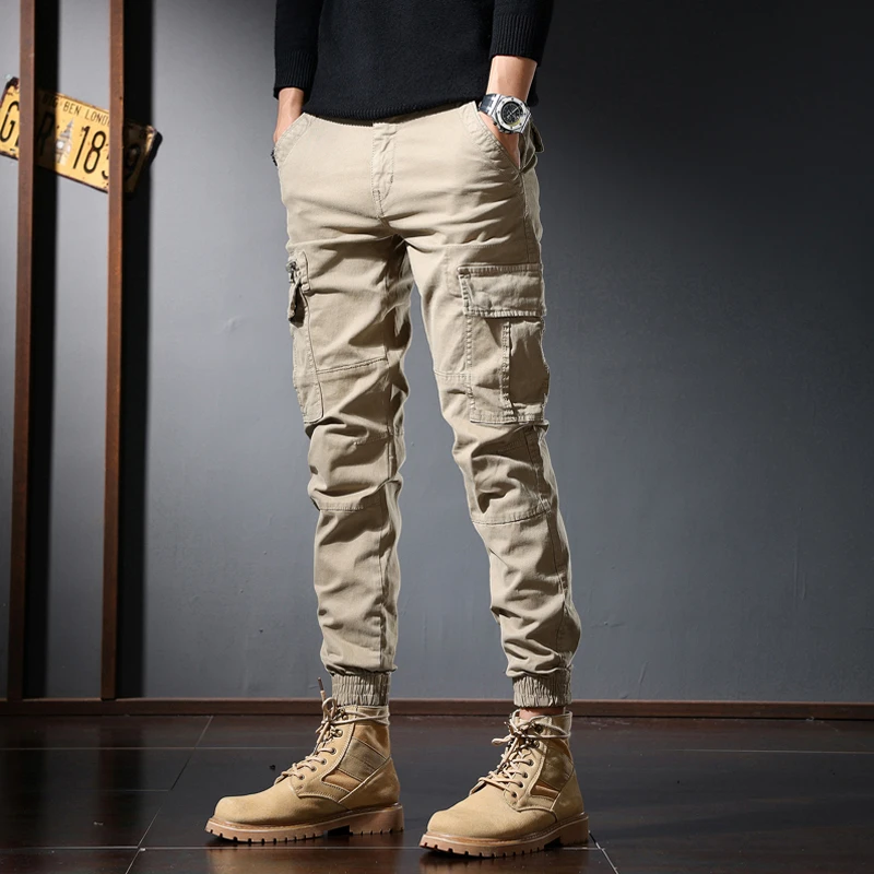 Pantalones Cargo caqui para hombre, ropa de calle táctica informal de  algodón, ajustados, CP2080, otoño| | - AliExpress