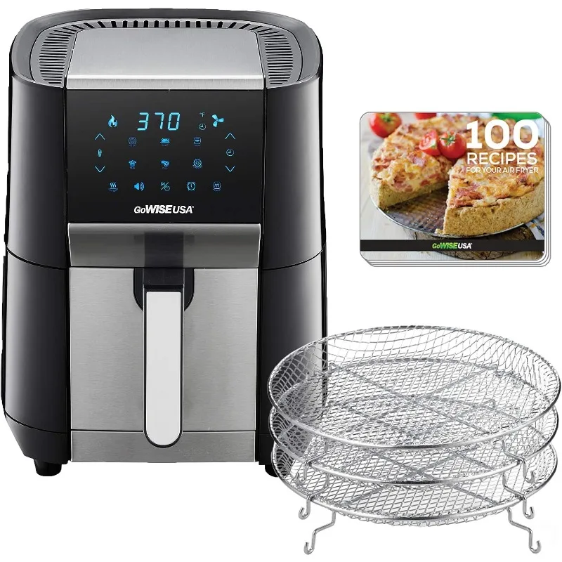 

ZAOXI cooking air fryers on 7-Quart Air Fryer Stackable Preheat & Broil Functions + 100 Recipes (Black/Stainless Steel)