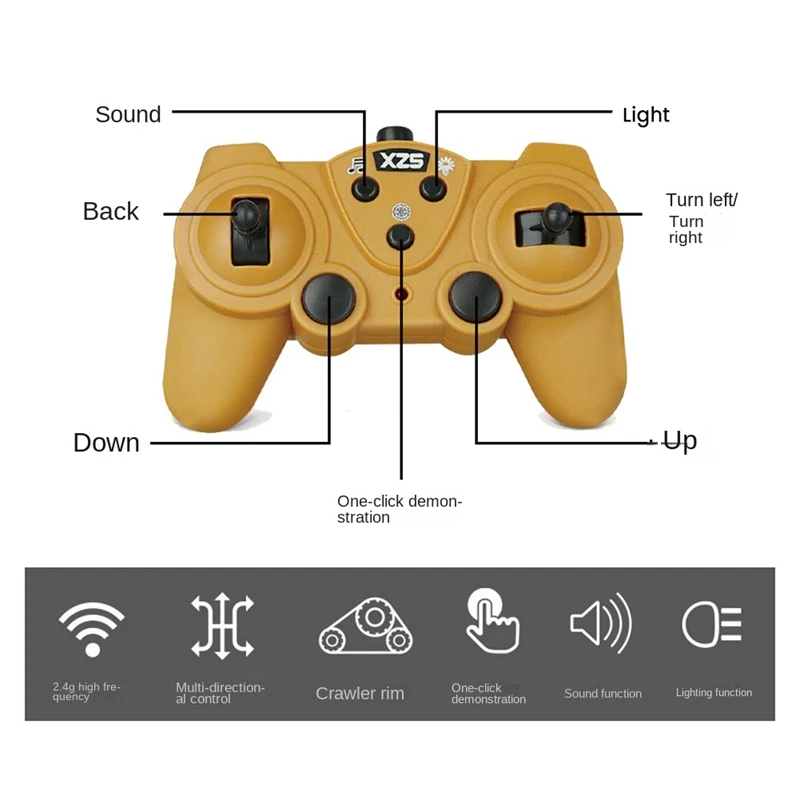 1:24 2.4Ghz 9 Channels Remote Control Tractor Toy Bulldozer RC Aluminum Alloy Engineering Tractor Toys For Kids 3