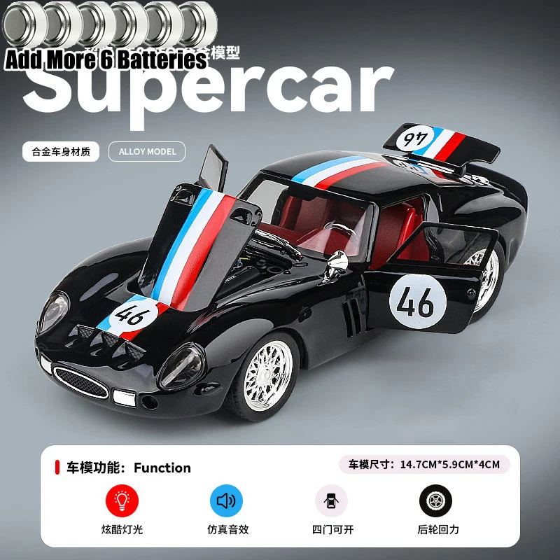 Classic 1:32 Diecast Alloy Sports Car with Sound and Light - Trendy Collectible Toy & Gift