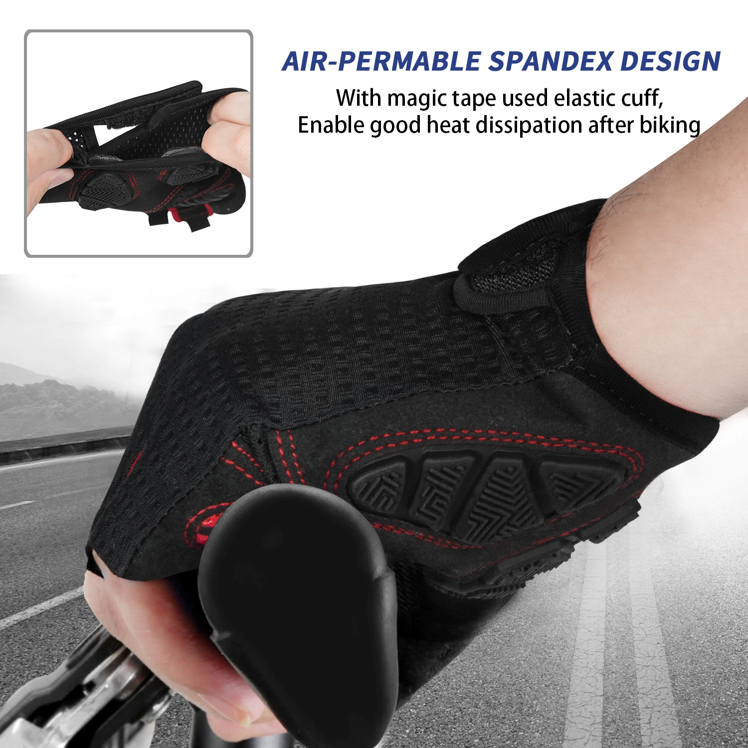 MOREOK Cycling Gloves Breathable Half Finger 5MM Pads Bike Gloves Anti-slip Shock-absorbing Mountain Road Biking Bicycle Gloves 6