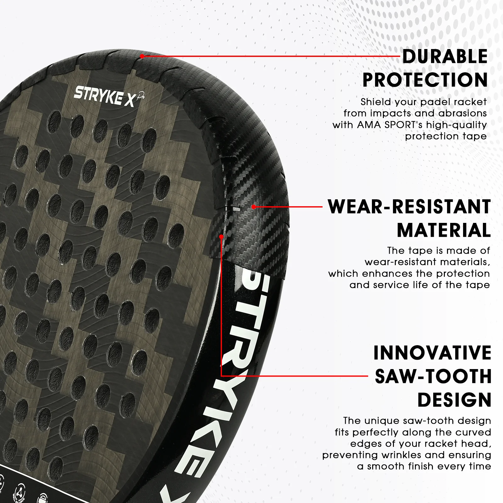 AMASPORT 3K Carbon Fiber Racket Frame Protector Edge Grip Racket Accessory Racket Protector Easy to Replace ,Multi-Piece pack