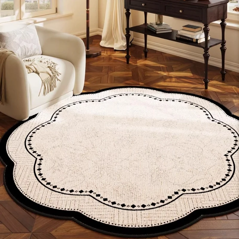 Retro Style Bedroom Decor Carpet Light Luxury Carpets for Living Room French Irregular Shape Lounge Rug Home Thickened Floor Mat 1