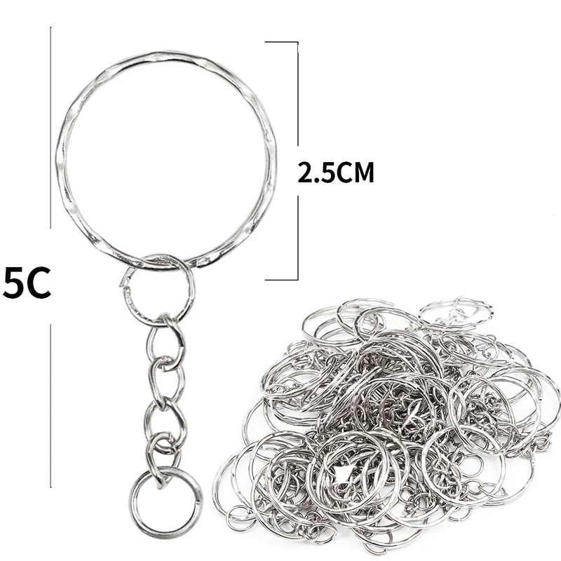 100 anelli portachiavi con catena, attacco portachiavi da 25 mm, set portachiavi diviso, supporto portachiavi in metallo, per fai da te | Leroy Merlin