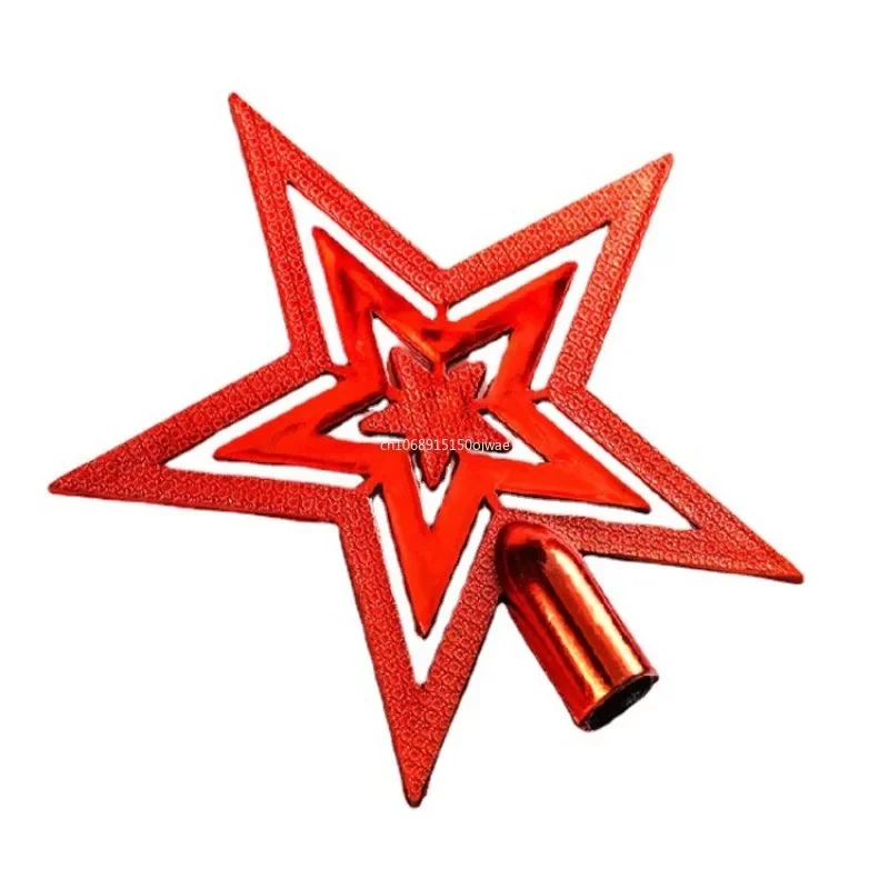 1PCS Christmas Day Christmas Tree Plating Tree Top Star Decoration Gold and Silver Five-Pointed Star Hanging Decoration christmas tree decoration christmas star decoration