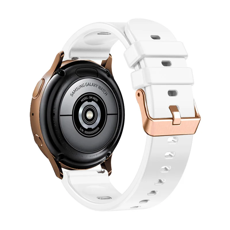 Rose Gold Silicone Smart Watch Strap with Buckle - 20mm Wristband