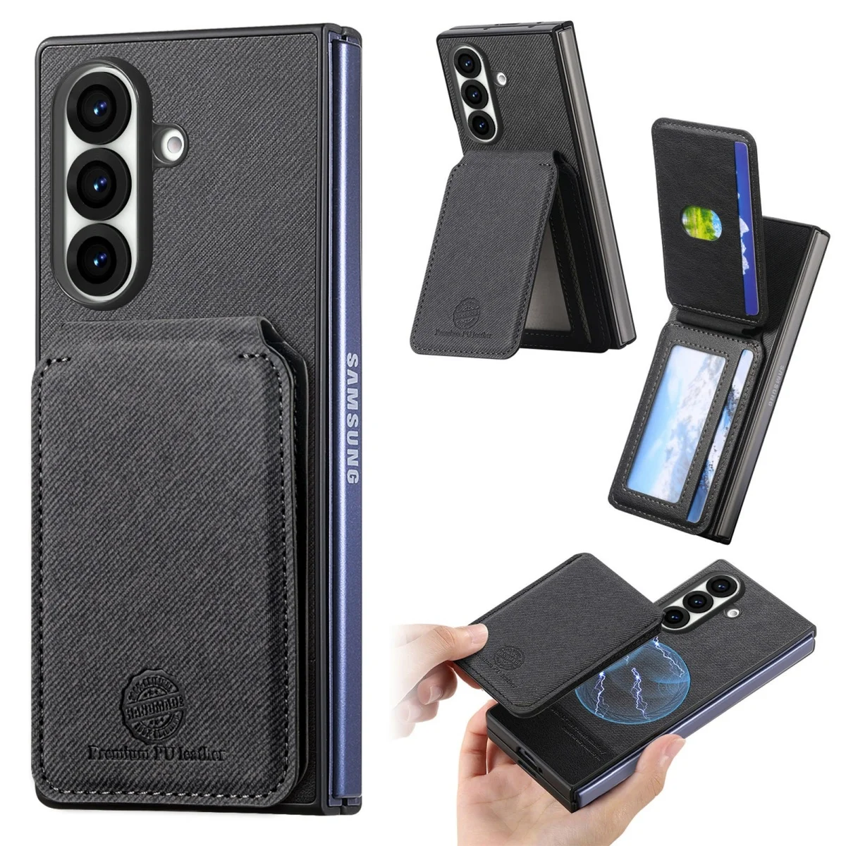 2-in-1 Magnetic Wallet Phone Case with Card Holder and Luxury Leather Cover