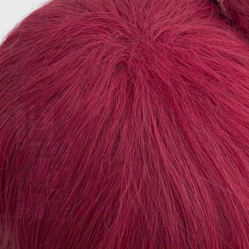 Synthetic Red Wig for Women with Bangs and Dark Roots