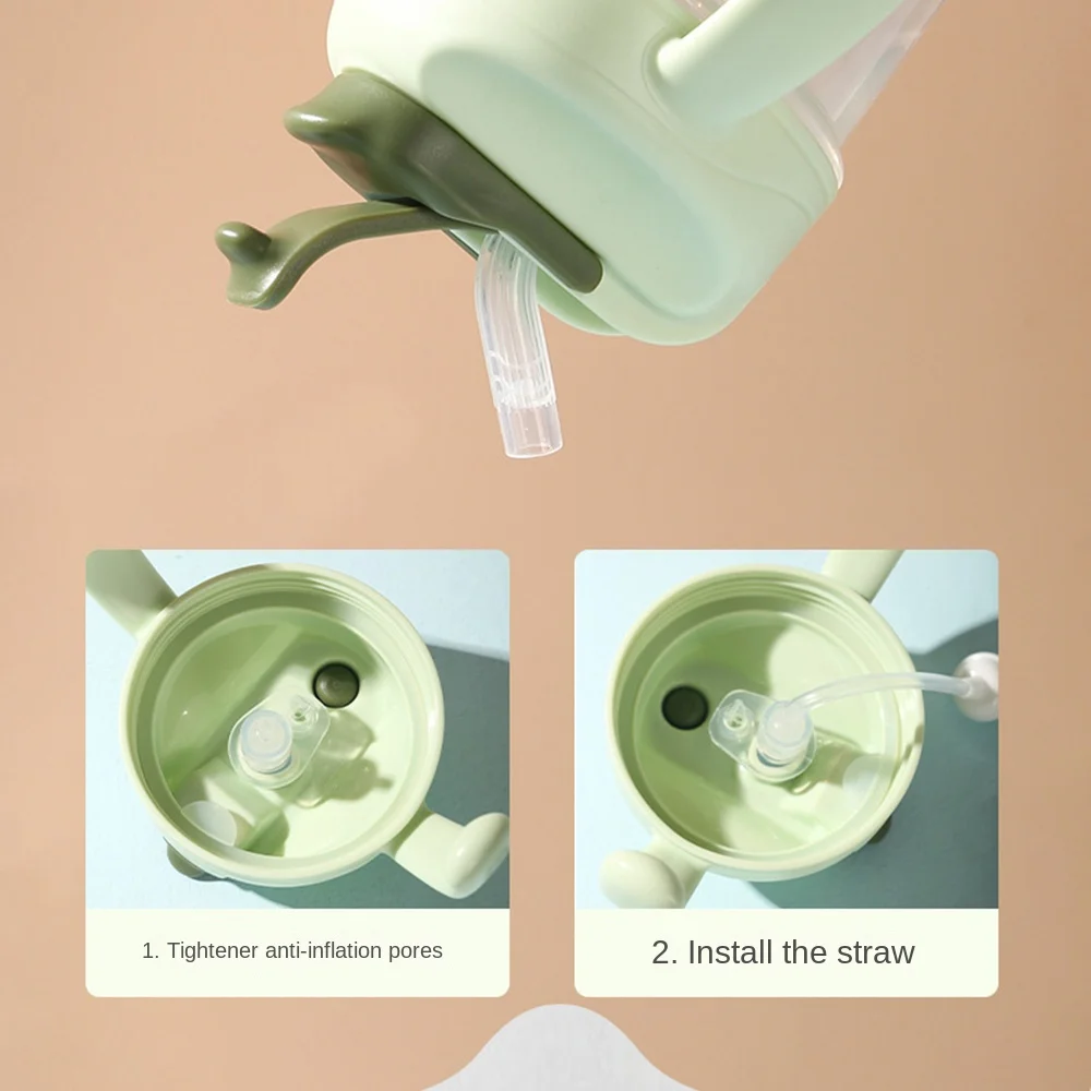 누수 방지 용 물병, 낙하 방지, 이중 손잡이, 학습용 물통, 휴대용, 팽만 방지