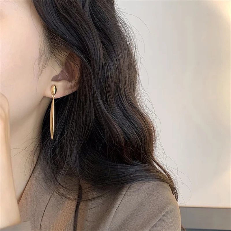 2025 neue Vertikale Bar Frauen Lange Hängende Ohrringe Gold Farbe Metall Anhänger Baumeln Ohrringe Übertrieben boucle d'oreille – Detail 8