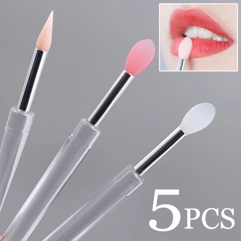 

1/5PCS Silicone Lip Blam Brush with Lid Mini Soft Portable Eyeshadow Lipstick Applicator Brushes Set Lip Care Beauty Makeup Tool