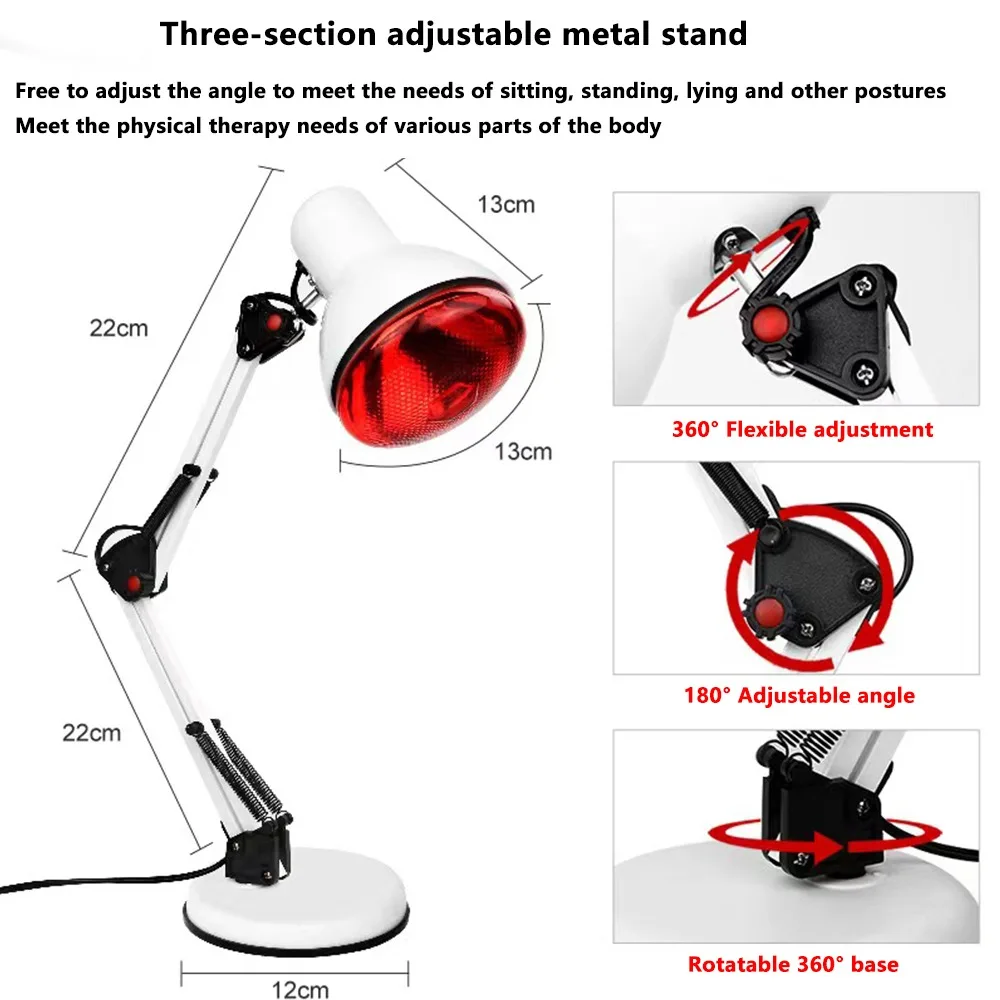 150W Infrared Heating Physiotherapy Lamp for Rheumatism, Pain Relief Beauty Infrared Heating Physiotherapy Lamp 110-220V infrared therapy lamp