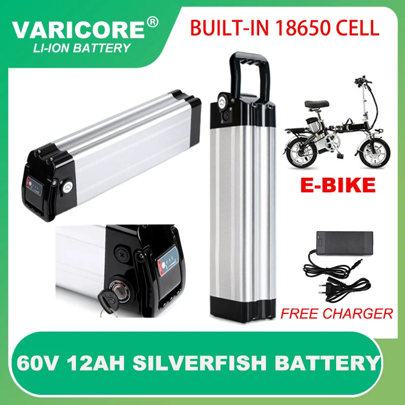 60V12ah18650eBikeBatterySilverfishcase300w1000WHaibaMotor