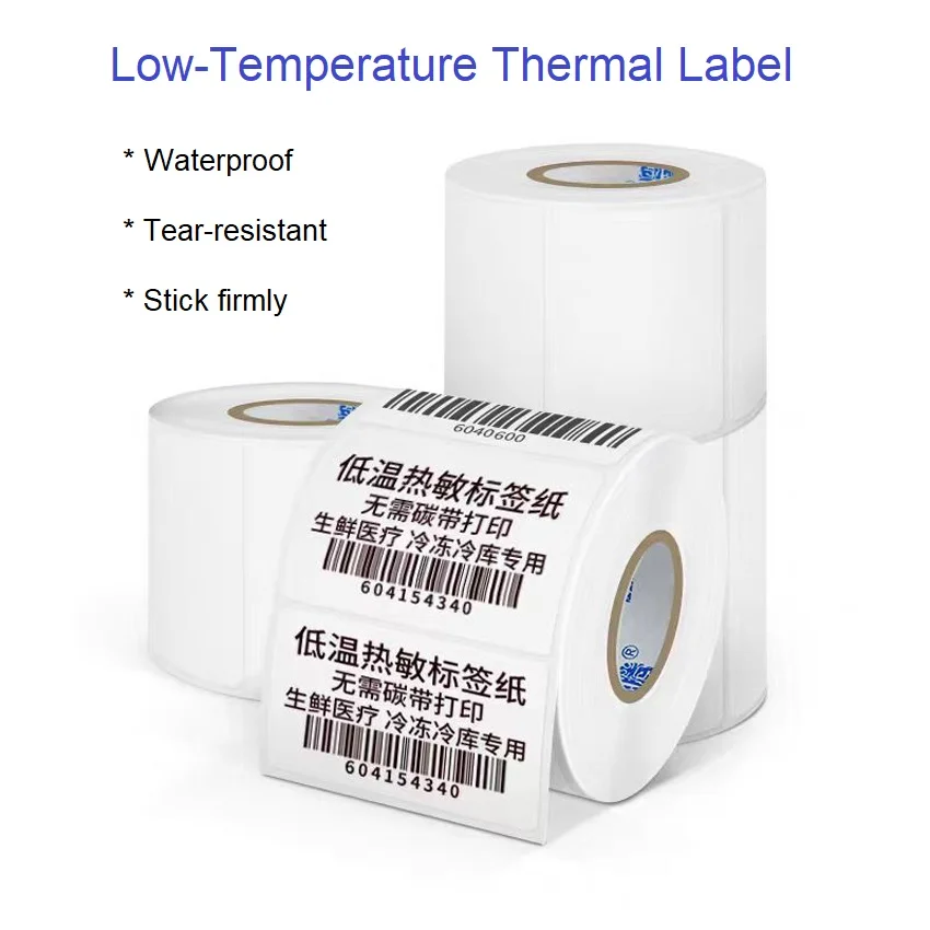 

Low temperature thermal label 50 60 70 80 Food packaging Fresh cold chain cold storage label printing paper with tear resistance