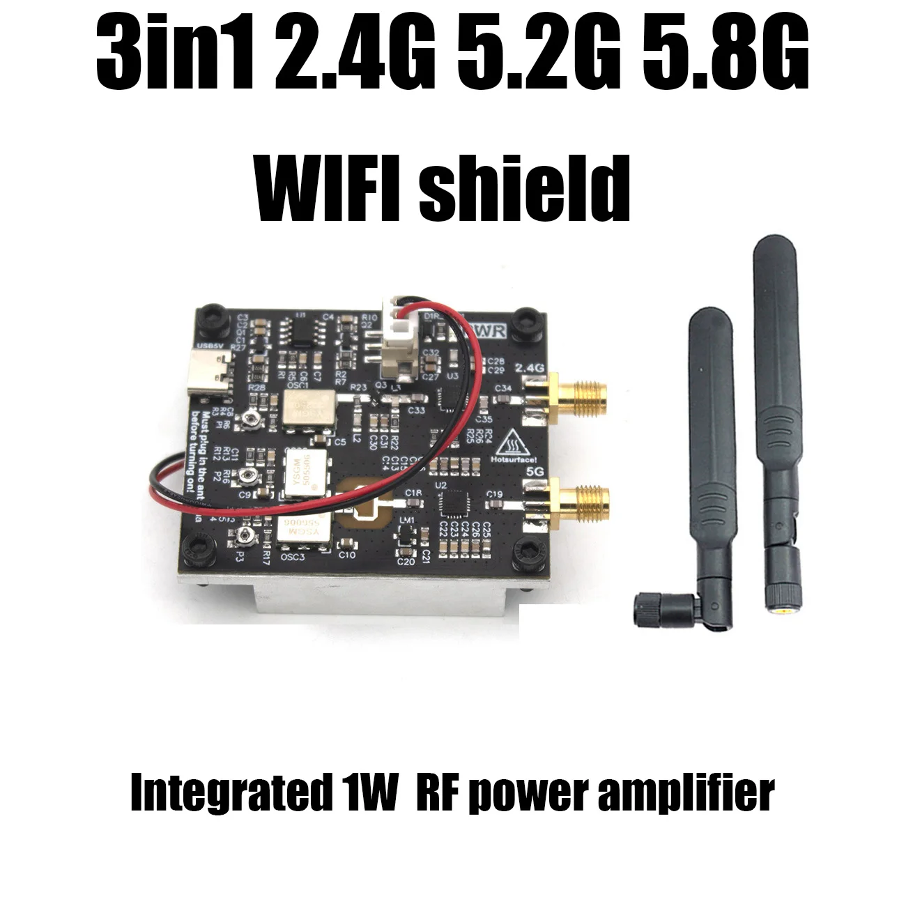 3IN1 WiFi module 2.4G 5.2G 5.8G Frequency control shield Block RF power