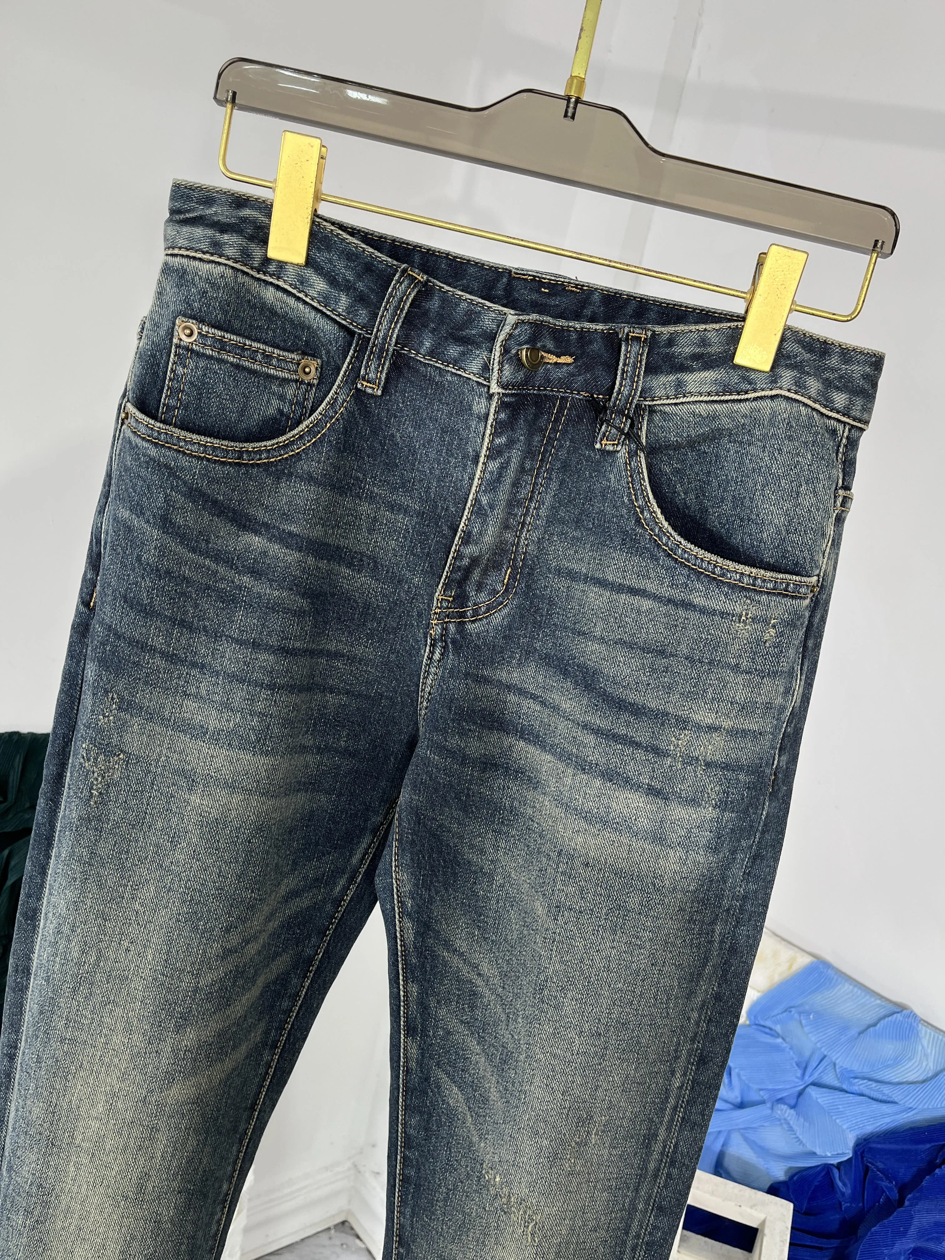 2024 Spring Brand New Designer Men's High Quality Print Jeans Hot Chic Casual Denim Straight Pants C521