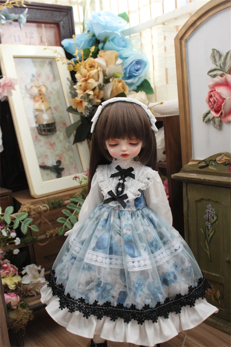 BJD doll clothes suitable for 1/3 1/4 1/6 Blythe size light blue