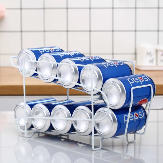Konyhai Hűtőszekrény Ital Sör Kóla Kannák Tároló Állvány Dupla Rétegű Befejező Polc Szerszámok - Image 5