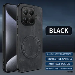 Luxury PU - Leather Shockproof Phone Case with Hard Plastic Protection for Xiaomi 15T Pro (Black)