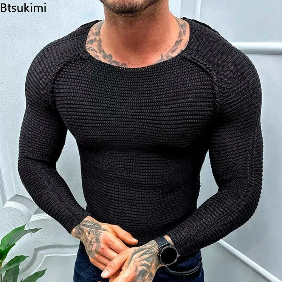 New2024 Men's Casual Basic Sweaters Thin Style Streetwear Long Sleeve Pullovers Tops Male Solid Fashion Knitting Jumpers T-shirt men knitted o neck pullover sweater colour blocking long sleeve slim fit jumpers casual male wear 2023 autumn winter warm tops