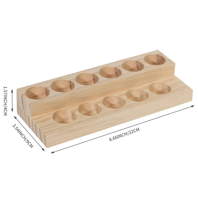 11 Holes Wooden Essential Oil Tray Handmade Natural Wood Display Rack Demonstration Station For 5-15Ml Bottles 3