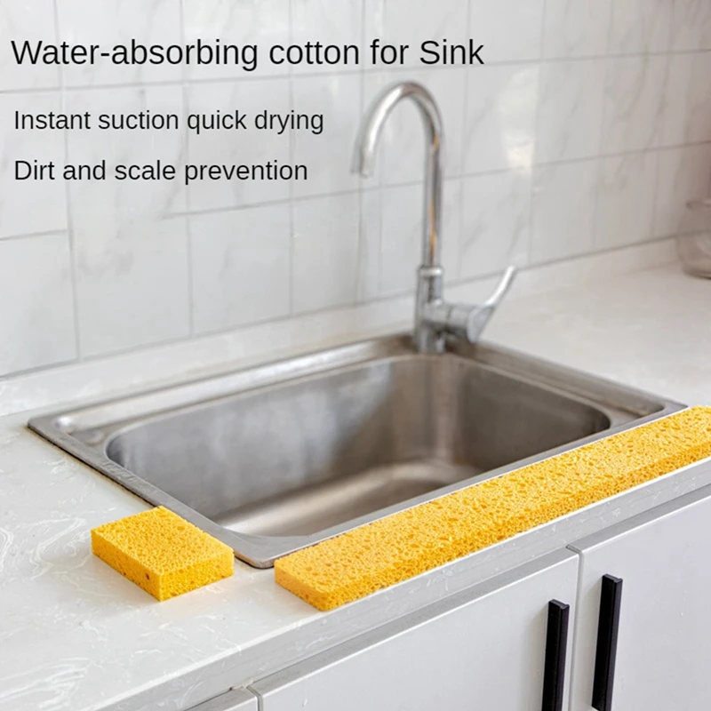 

1 PCS Yellow Long Strip Wood Pulp Cotton Absorbent Strip Wash Basin Water Blocking Sponge Strip 58.5X7cm