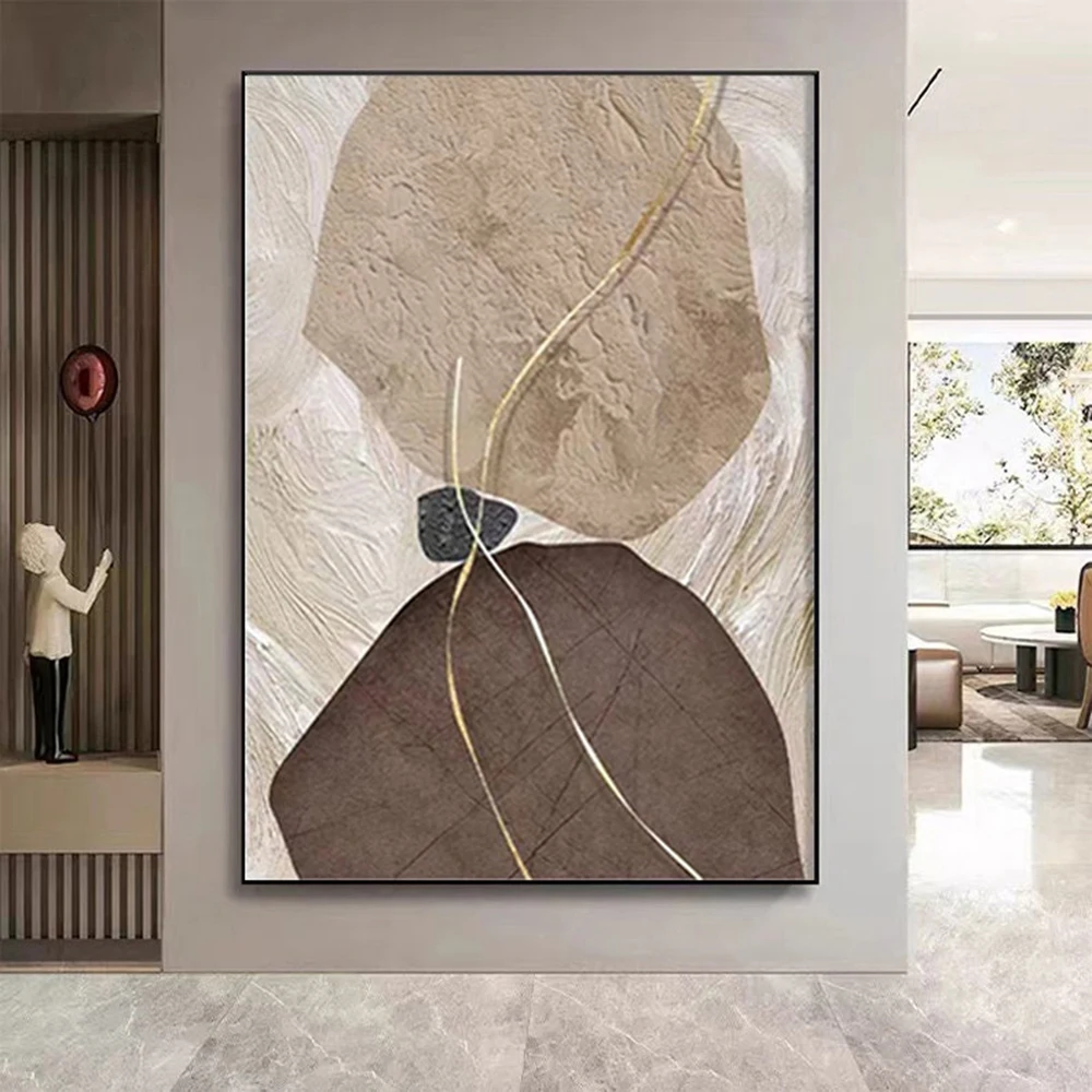 

Hand Painted Oil Painting Original Beige Abstract Painting Wabi-sabi Wall Art Black and Beige Painting Earth Tones Painting
