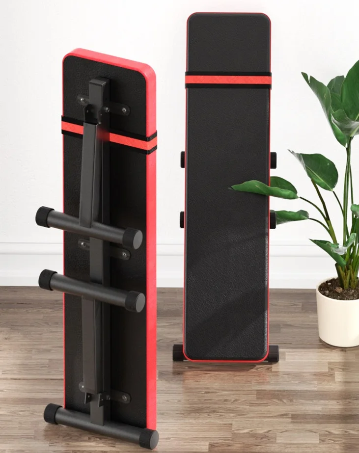 Indoor Home Use Bodybuilding Fitness Equipment Steel Barbell and Flat Bench for Sit-Up Training Metal Material