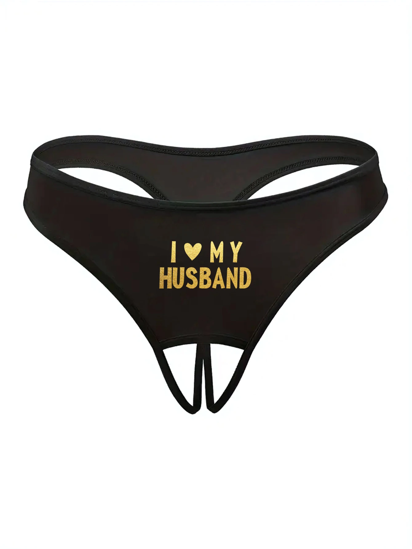 Women Sexy Panties Crotch Opening Thong with I Love My Husband Prints Briefs Intimates Lingerie S M L XL women panties,female underwear